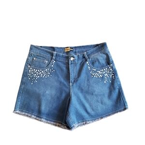 LADIES CHAMS JEAN SHORTS WITH PEARL DETAILS SZ 12